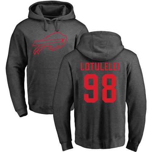 Men NFL Buffalo Bills #98 Star Lotulelei Ash One Color Pullover Hoodie Sweatshirt->buffalo bills->NFL Jersey